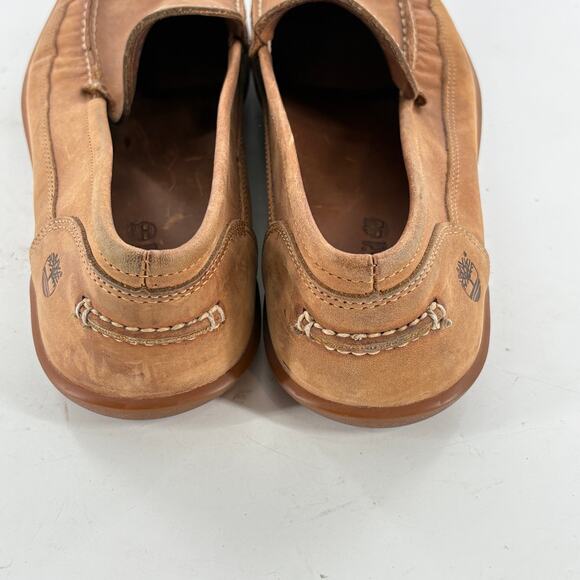Timberland Onuma Venetian Driving Loafers 11 Leather Camel Tan Dress Shoes Work - Picture 4 of 9